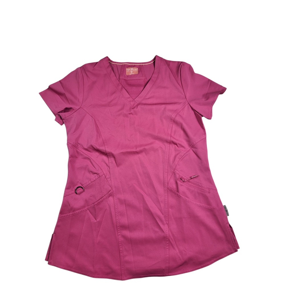 Ava Therese V-Neck Scrub Top‎ Zipper Pocket Medical Uniform Workwear XS